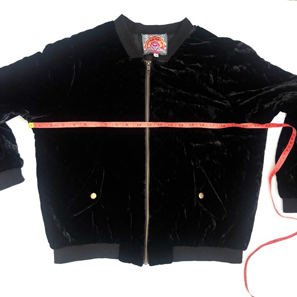 Johnny Was Silk Blend Black Velvet Quilted Bomber Jacket Size Medium - Picture 10 of 10